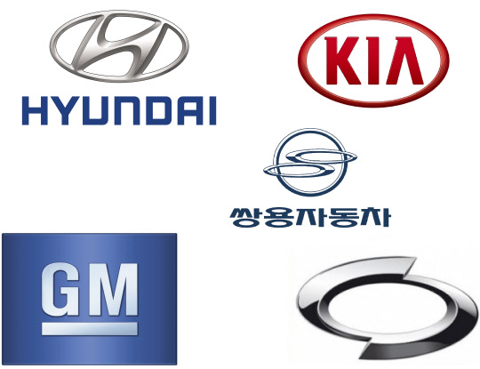 국내 완성차 5개사 CI.